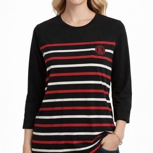 Ralph Lauren Black and Red Striped Top